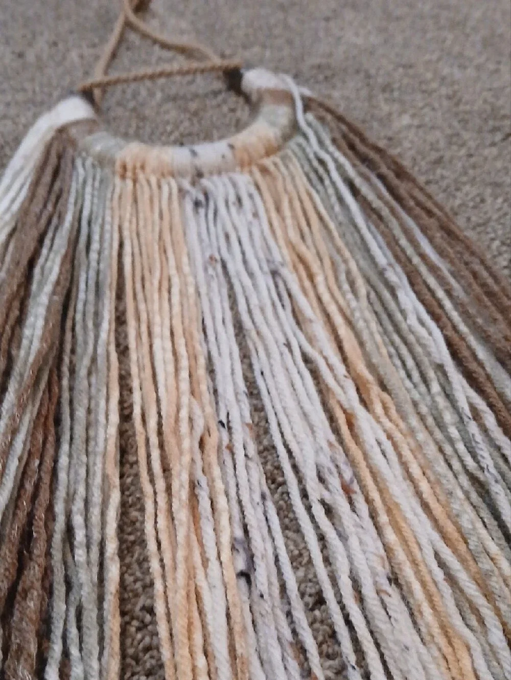 Boho Fringe Horse Shoe Wall Hanging - Neutral Brown and Cream